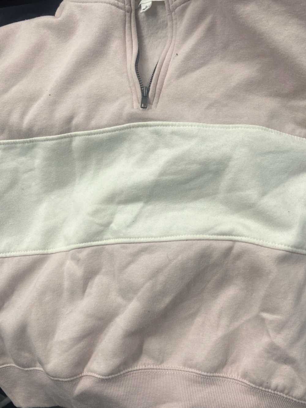Pink Rose Men's Half-Zip Colorblock Pullover in Pale Pink and Cream